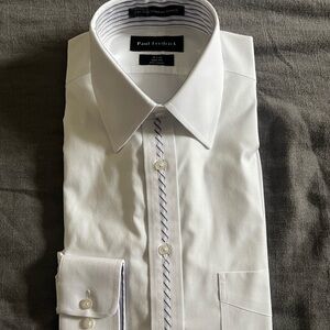 Paul Fredrick White Dress Shirt with Blue Accents